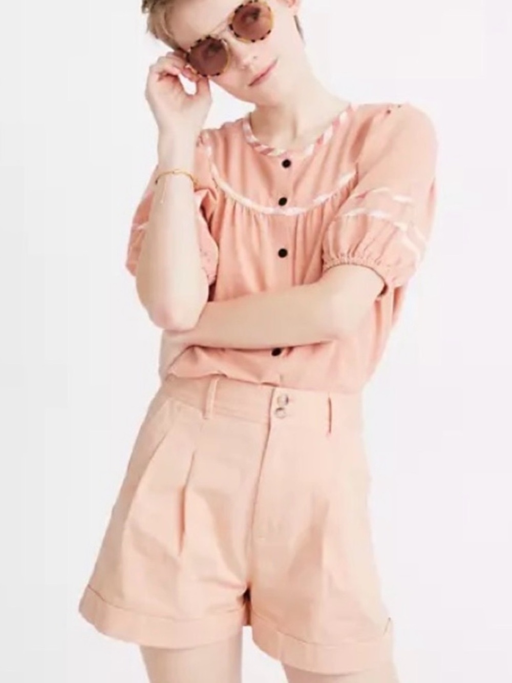 Madewell Vintage Style Pleated Shorts (Peach)
